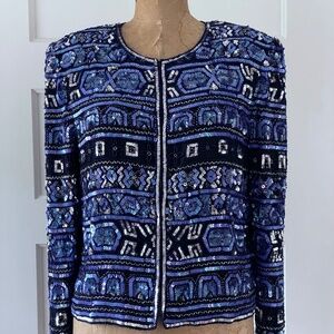 Papell Boutique NWT Evening Jacket Sequin Beaded Blazer/Cardigan Top/S 14
